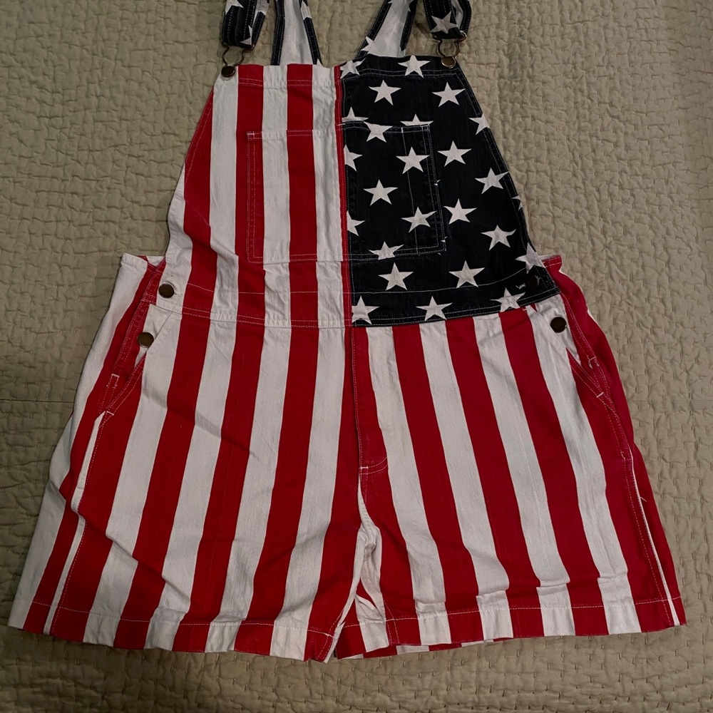 Denim Shortalls in USA Flag print - Chubbies in XL